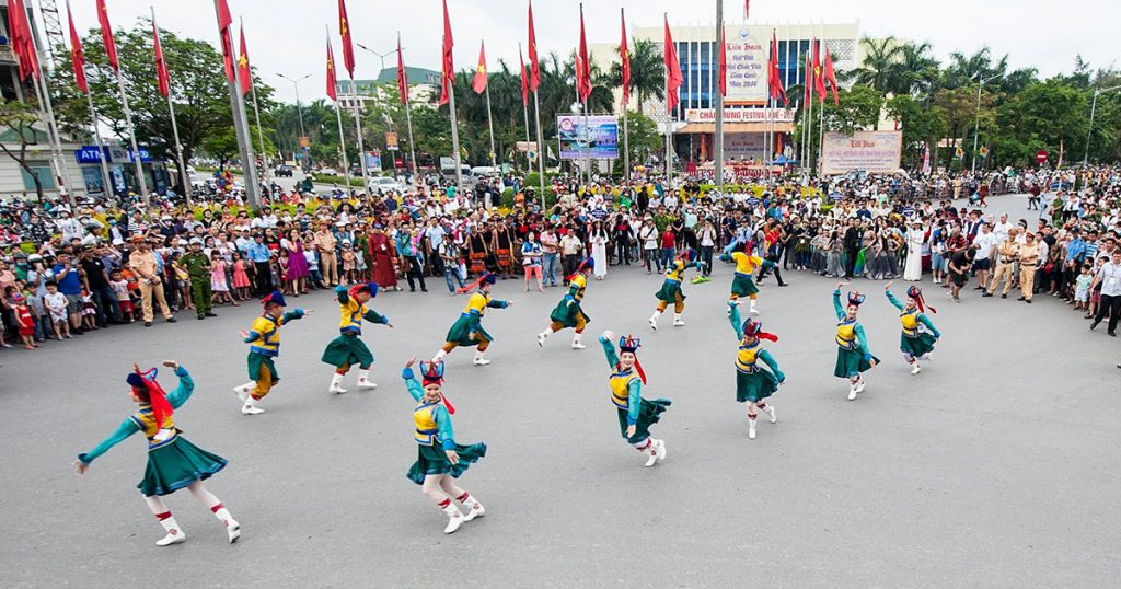Street parade "Colours of Culture" in Hue Festival City of Vietnam